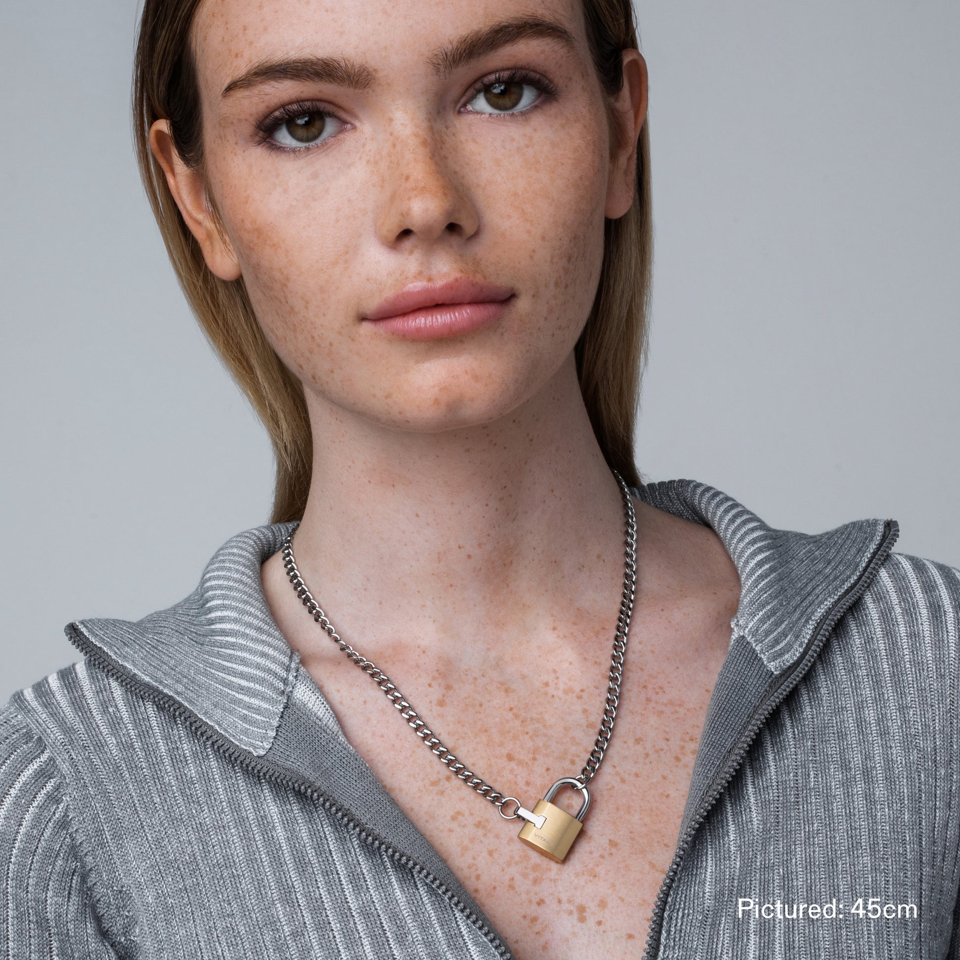 KIKICHIC | NYC | Simple Padlock Chain Necklace in Stainless Steel Gold Plated Silver Silver