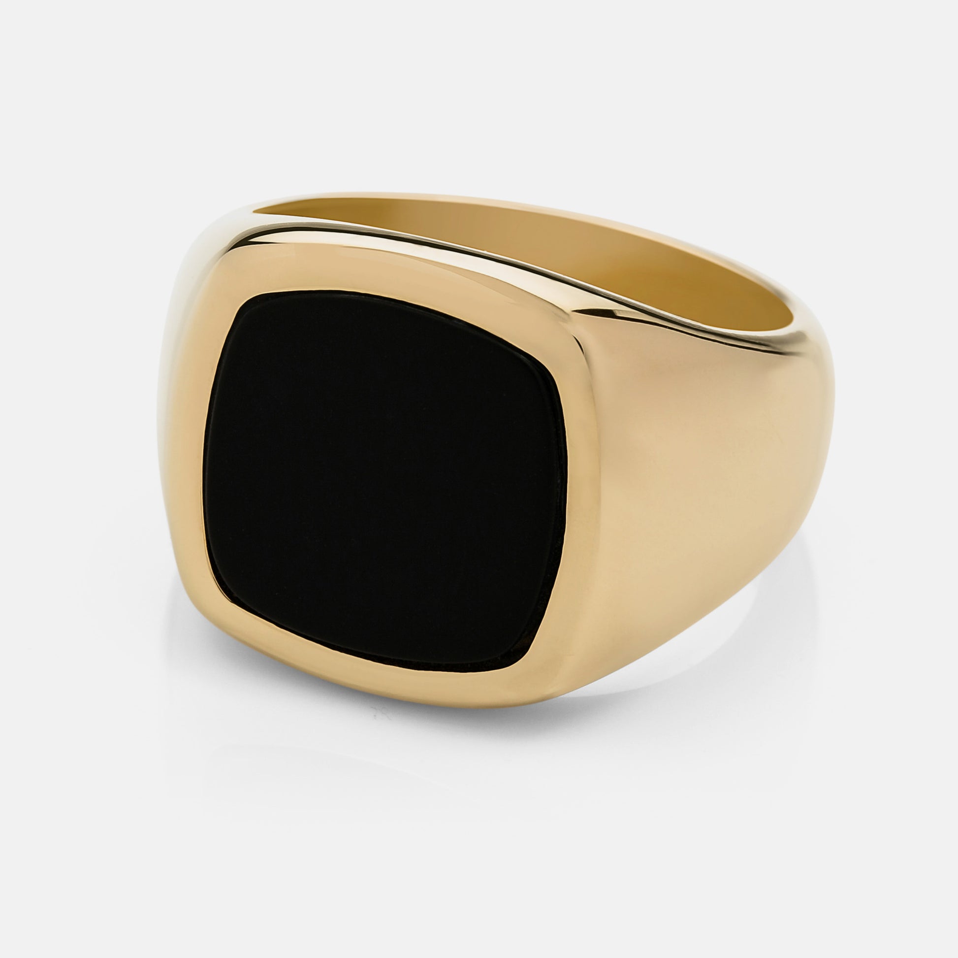 Mens Ring Gold Onyx Signet Ring Men Stainless Steel Band -  Denmark